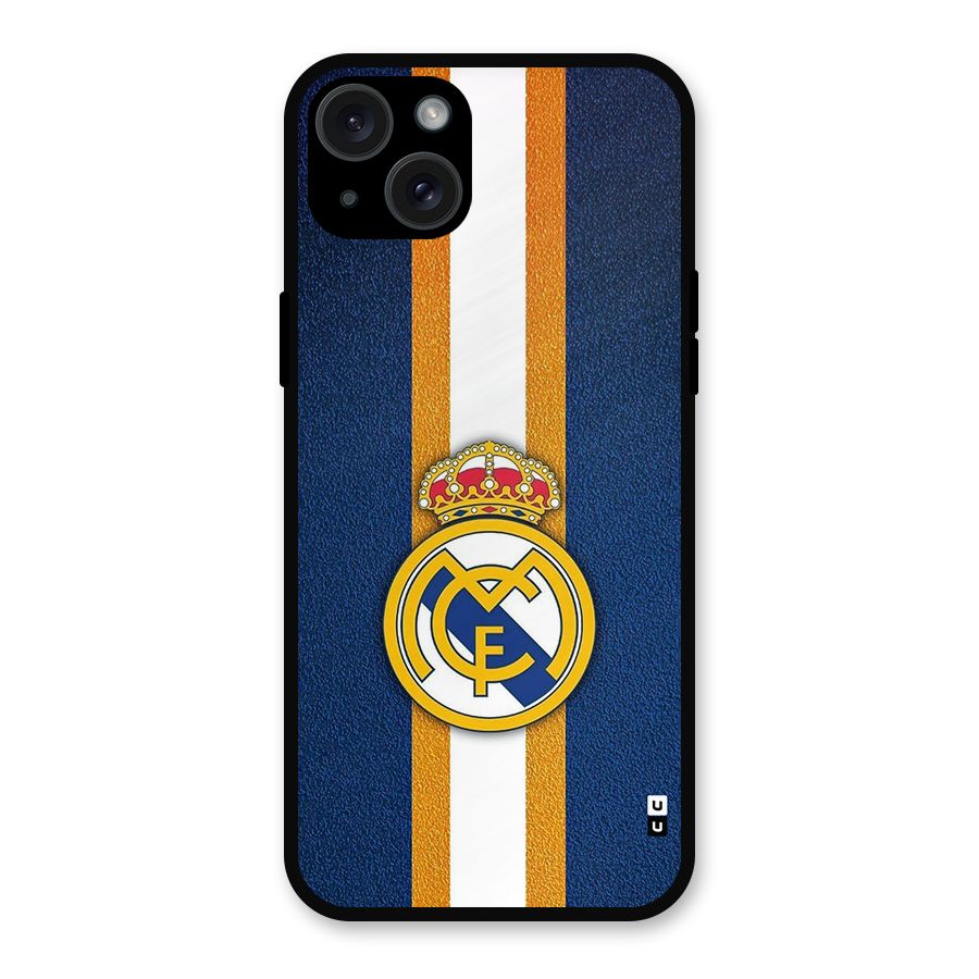 Real Madrid Stripes Metal Back Case for iPhone 15 Plus