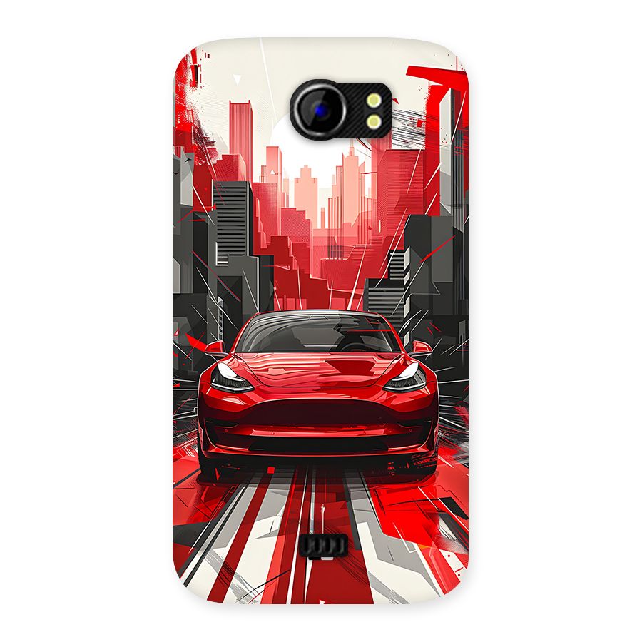 Red And Black Car Back Case for Canvas 2 A110