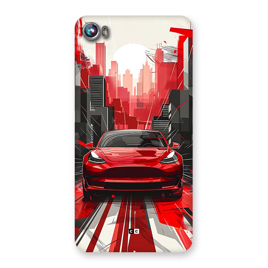 Red And Black Car Back Case for Canvas Fire 4 (A107)