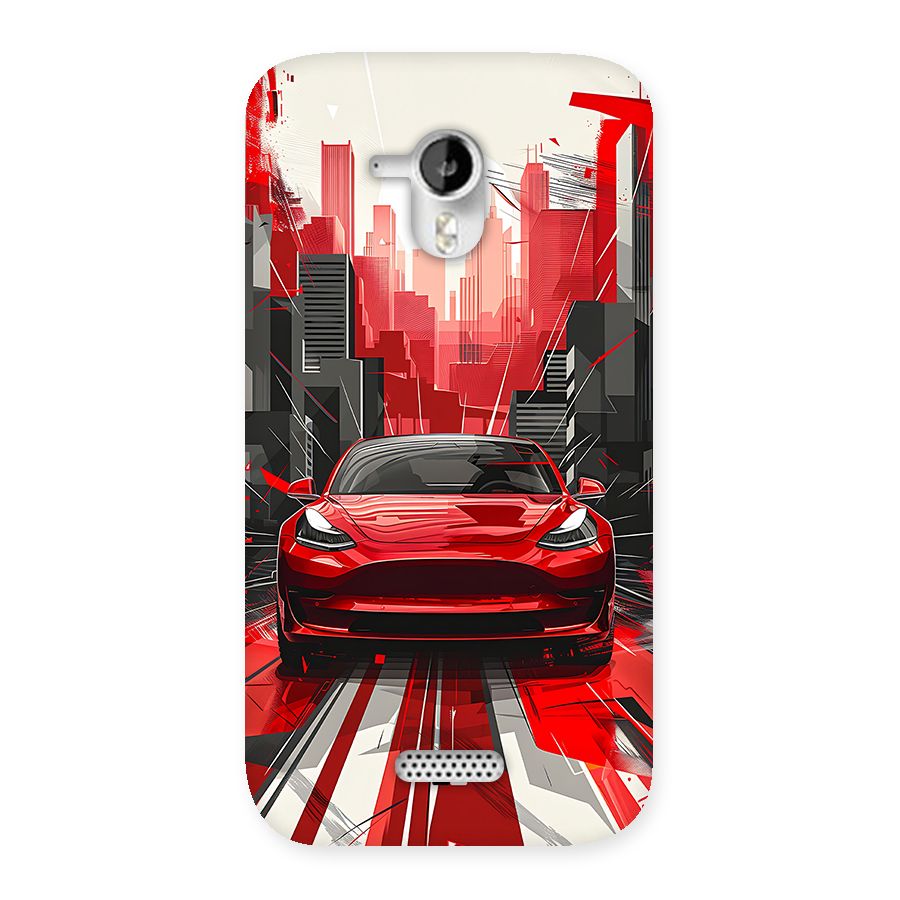 Red And Black Car Back Case for Canvas HD A116