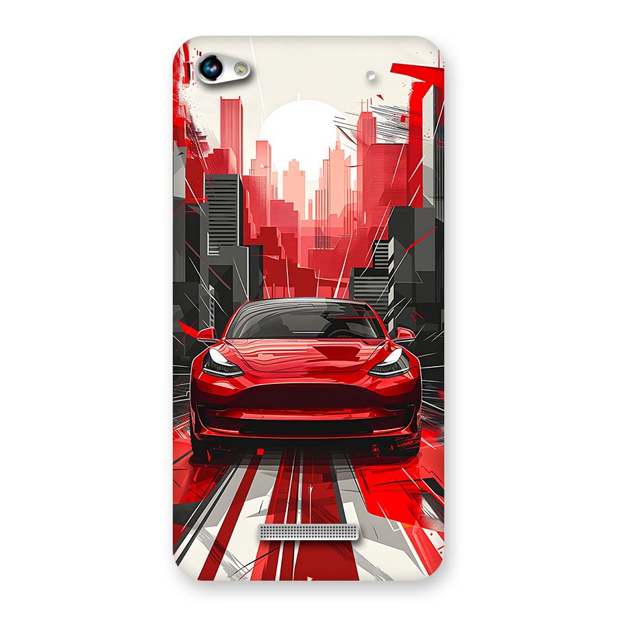 Red And Black Car Back Case for Canvas Hue 2 A316