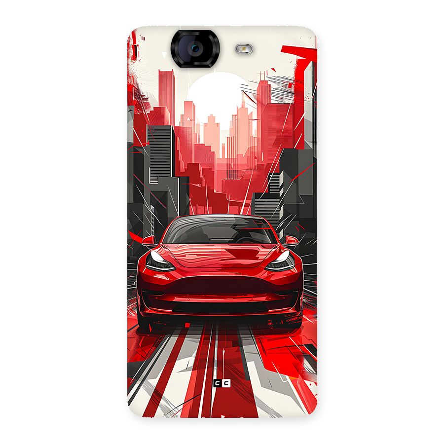 Red And Black Car Back Case for Canvas Knight A350