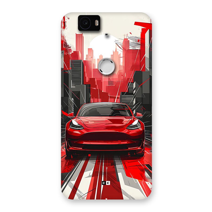 Red And Black Car Back Case for Google Nexus 6P