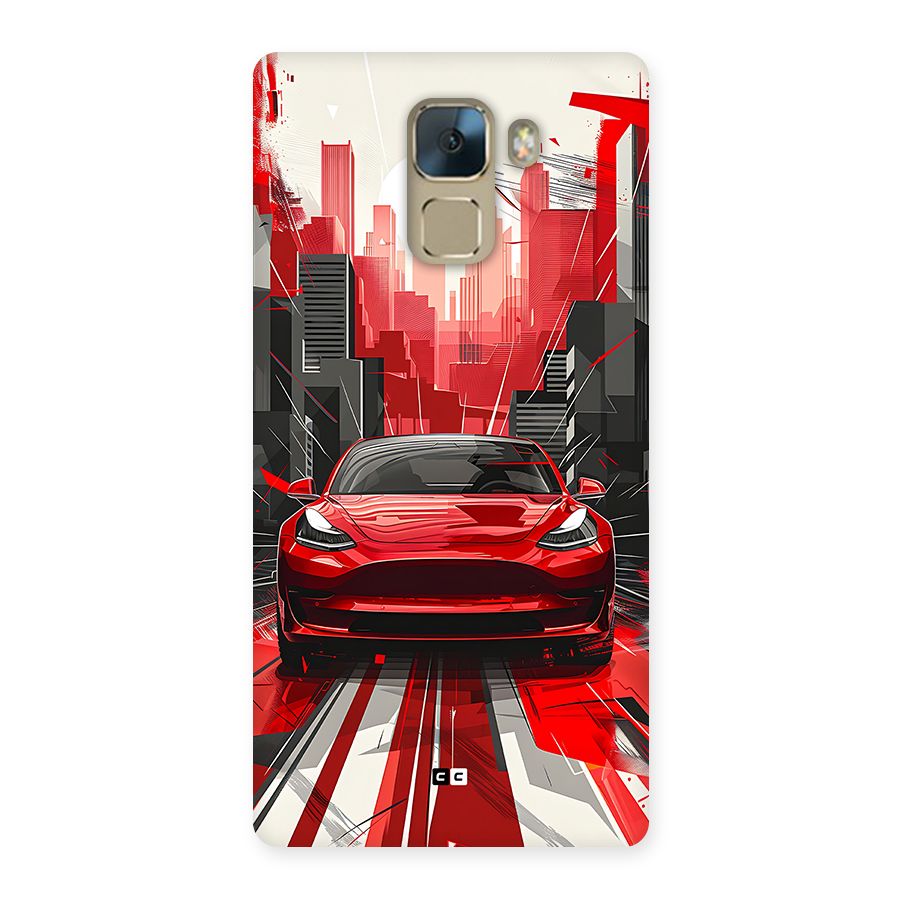 Red And Black Car Back Case for Honor 7