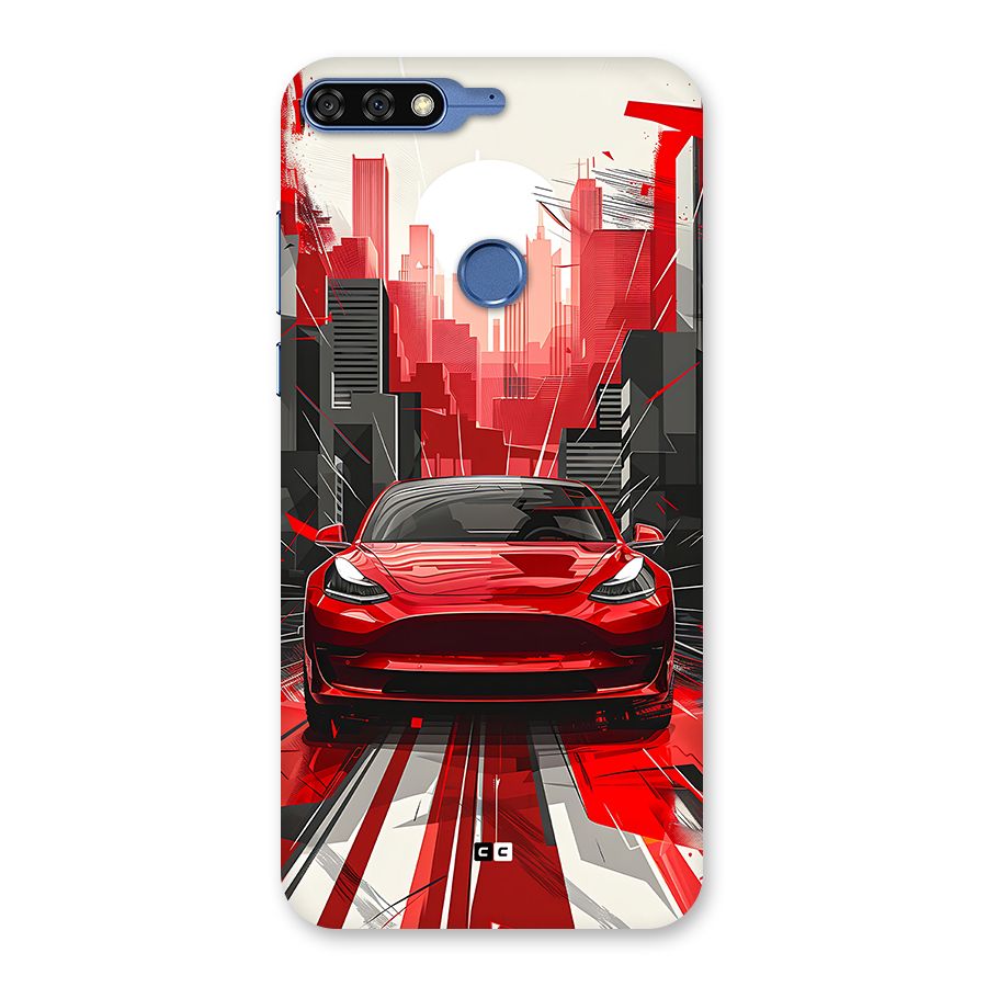 Red And Black Car Back Case for Honor 7C