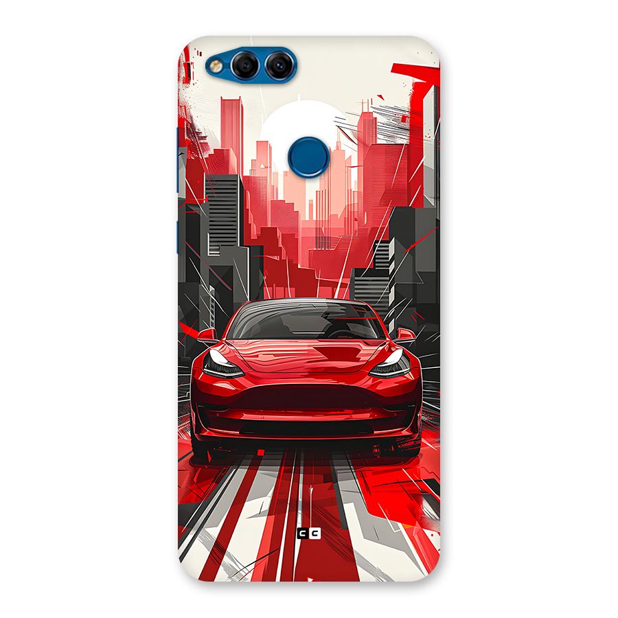 Red And Black Car Back Case for Honor 7X