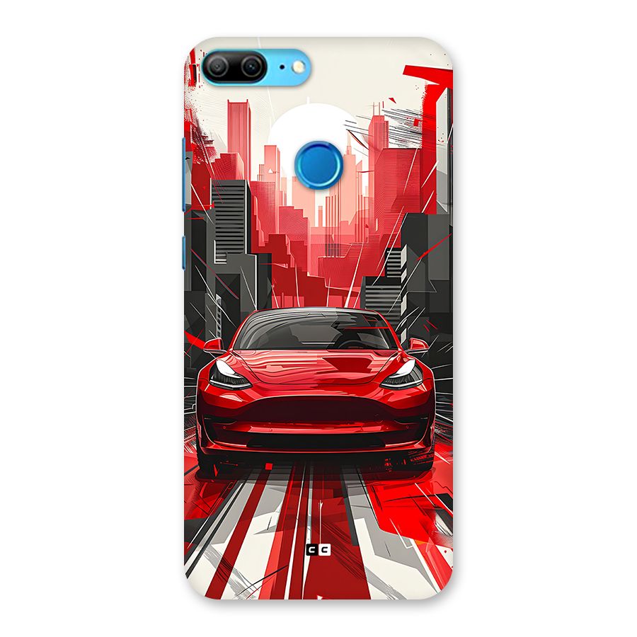 Red And Black Car Back Case for Honor 9 Lite