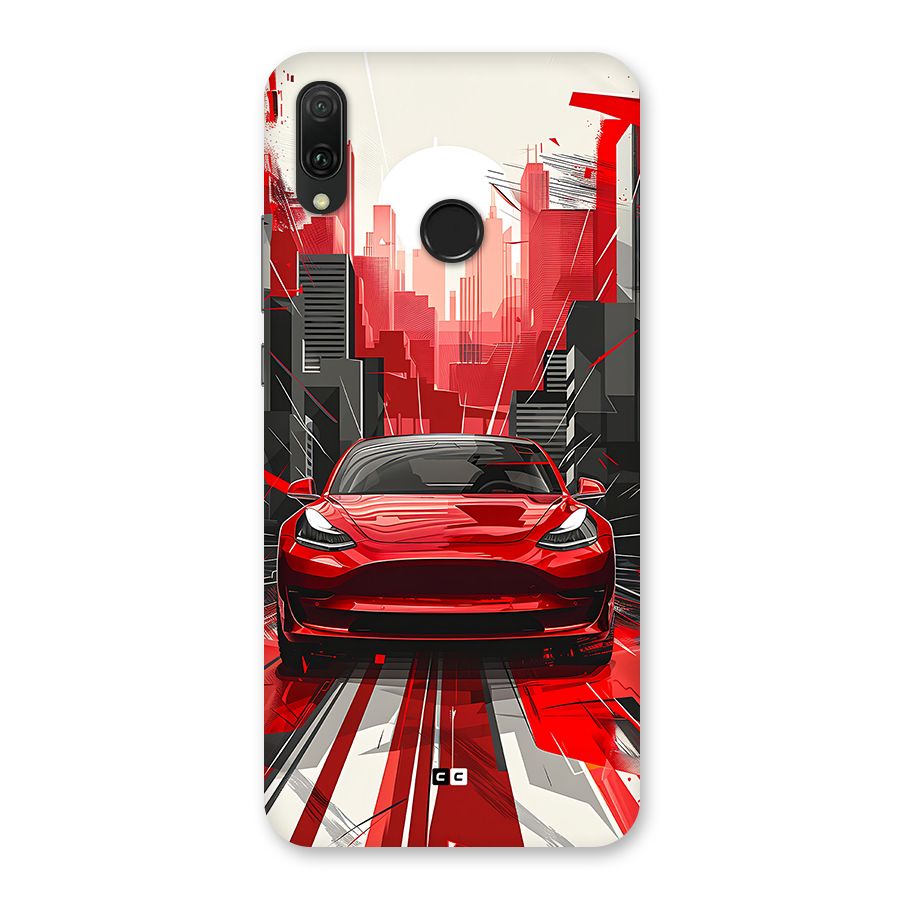 Red And Black Car Back Case for Huawei Y9 (2019)