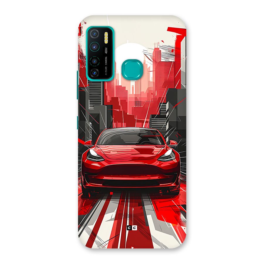 Red And Black Car Back Case for Infinix Hot 9 Pro