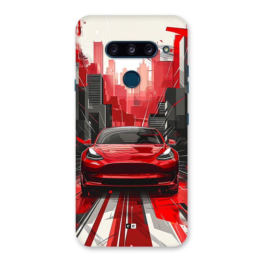 Red And Black Car Back Case for LG  V40 ThinQ