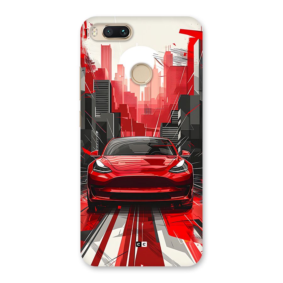 Red And Black Car Back Case for Mi A1