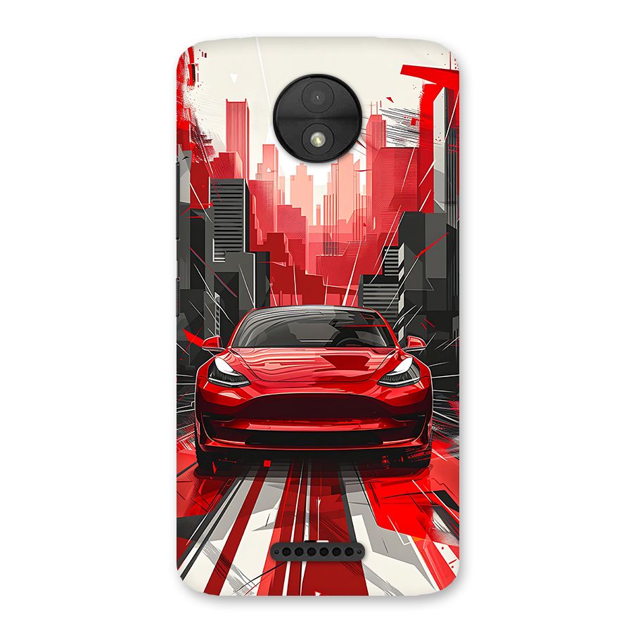 Red And Black Car Back Case for Moto C