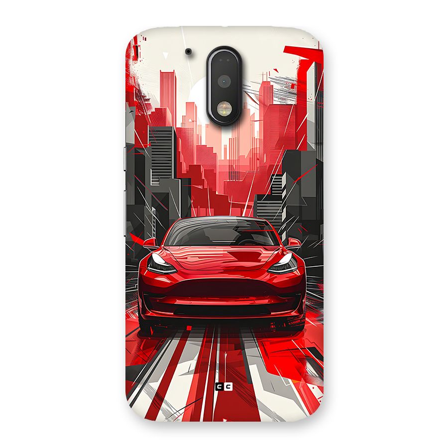 Red And Black Car Back Case for Moto G4 Plus