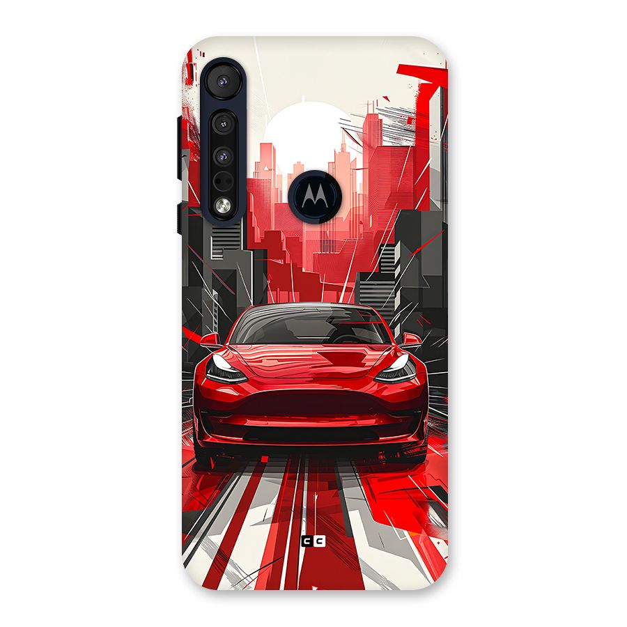Red And Black Car Back Case for Motorola One Macro