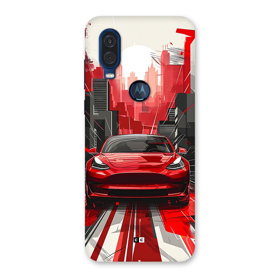 Red And Black Car Back Case for Motorola One Vision