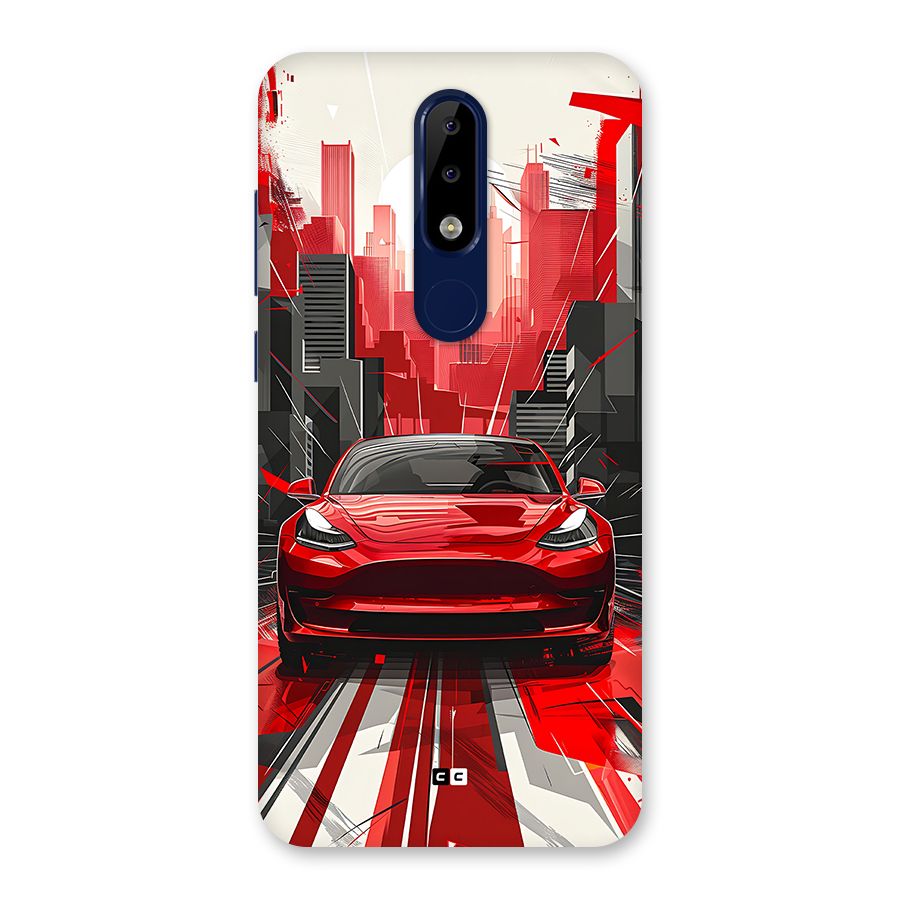 Red And Black Car Back Case for Nokia 5.1 Plus