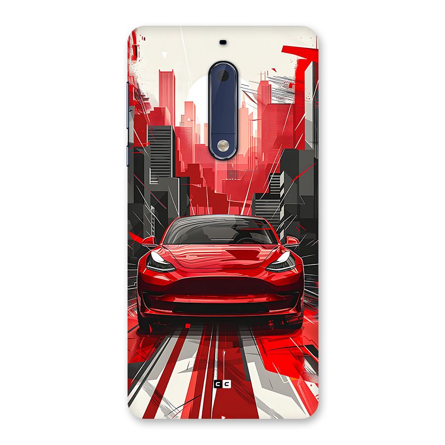 Red And Black Car Back Case for Nokia 5