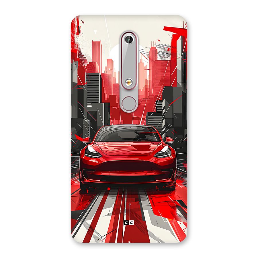 Red And Black Car Back Case for Nokia 6.1