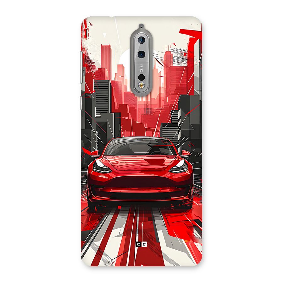 Red And Black Car Back Case for Nokia 8