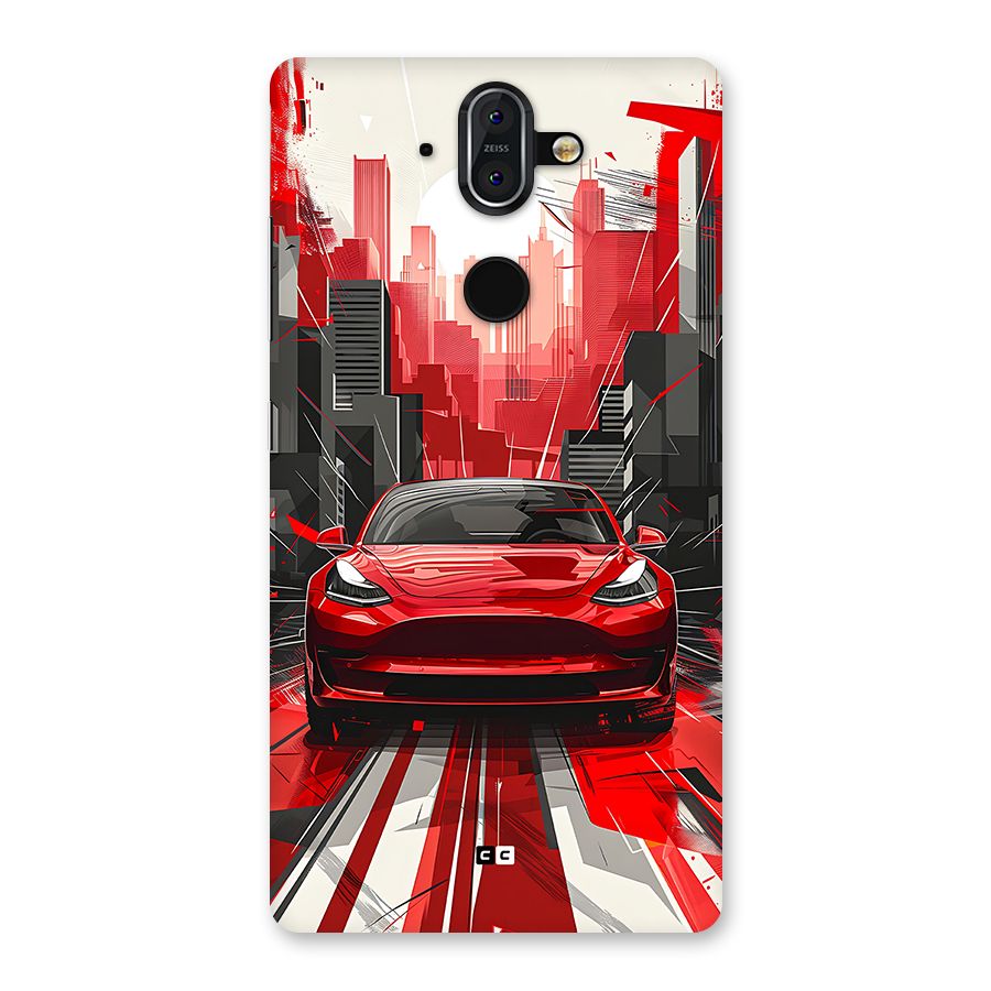 Red And Black Car Back Case for Nokia 8 Sirocco