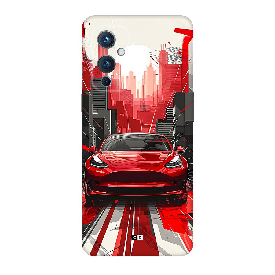 Red And Black Car Back Case for OnePlus 9