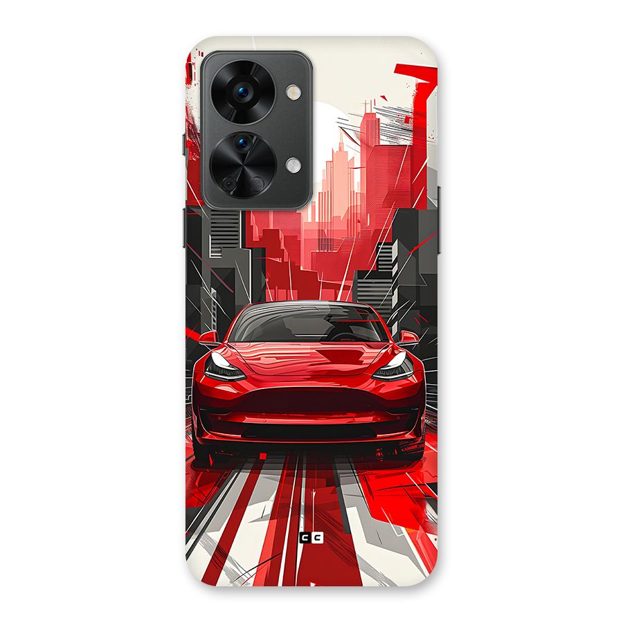 Red And Black Car Back Case for OnePlus Nord 2T