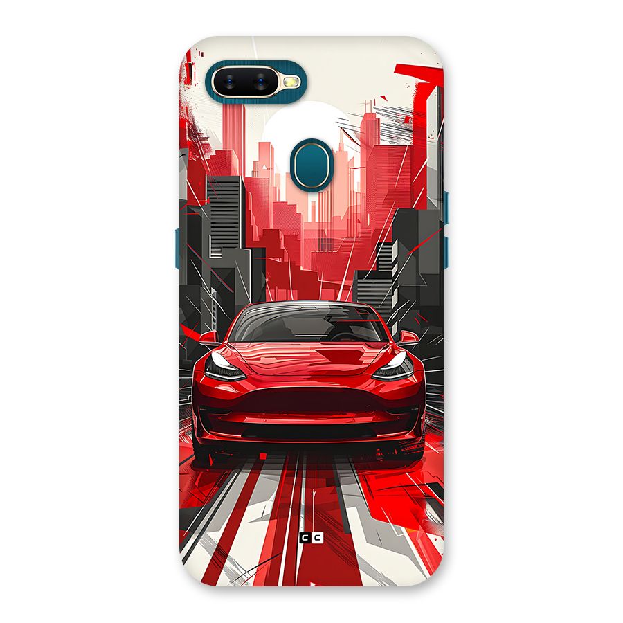Red And Black Car Back Case for Oppo A12