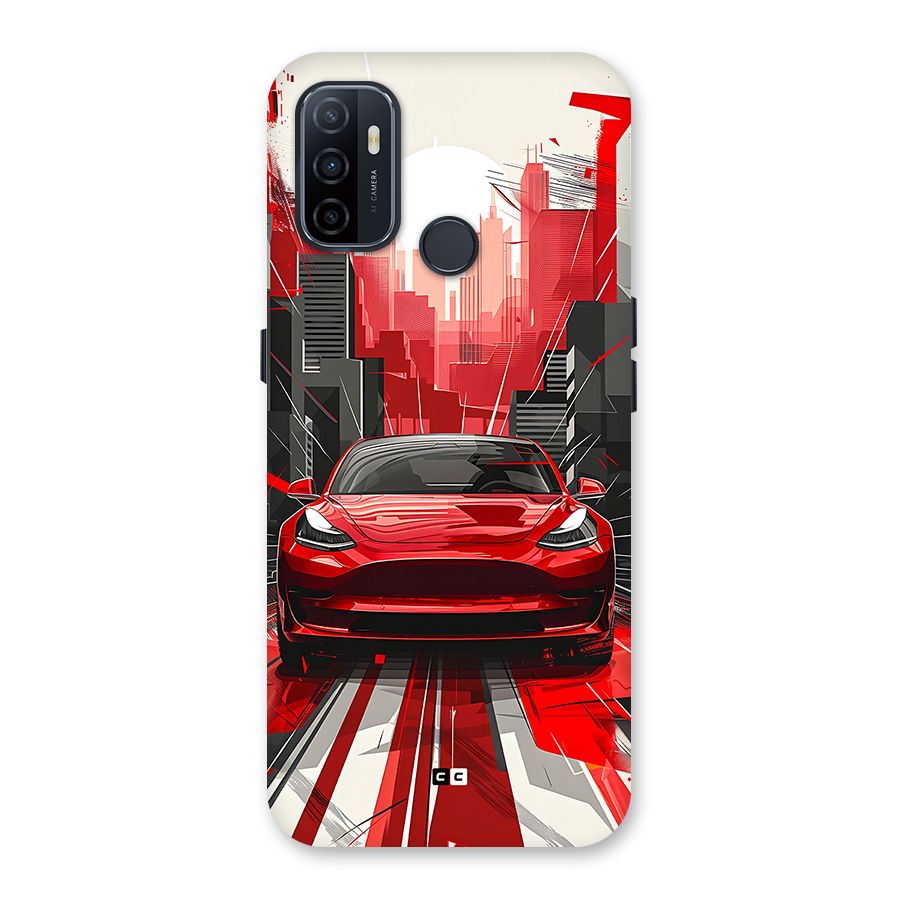 Red And Black Car Back Case for Oppo A53