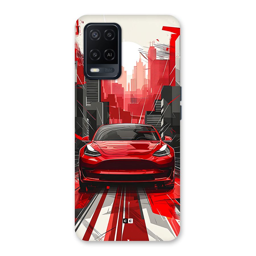 Red And Black Car Back Case for Oppo A54