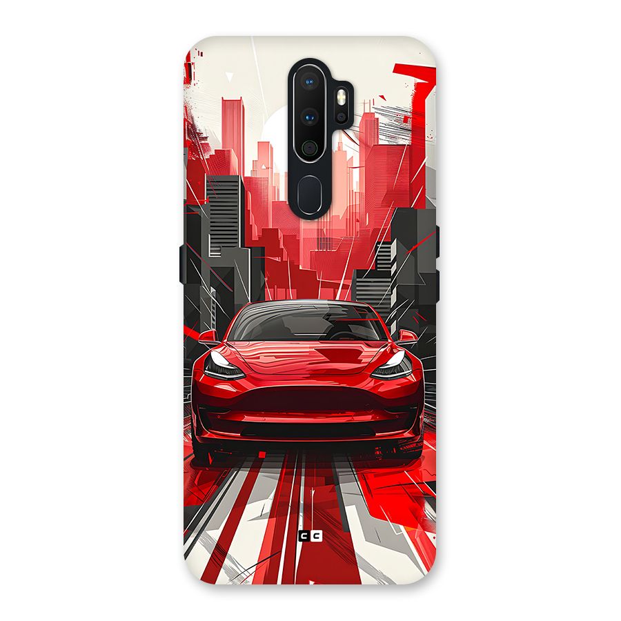 Red And Black Car Back Case for Oppo A5 (2020)