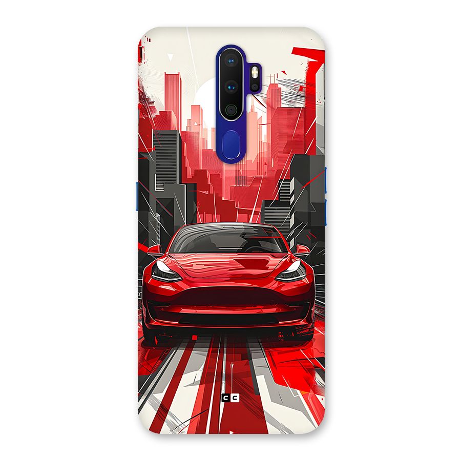 Red And Black Car Back Case for Oppo A9 (2020)
