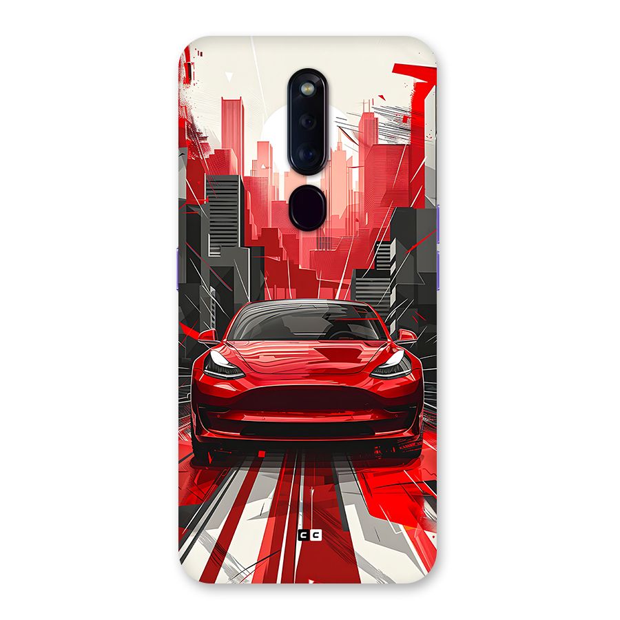 Red And Black Car Back Case for Oppo F11 Pro