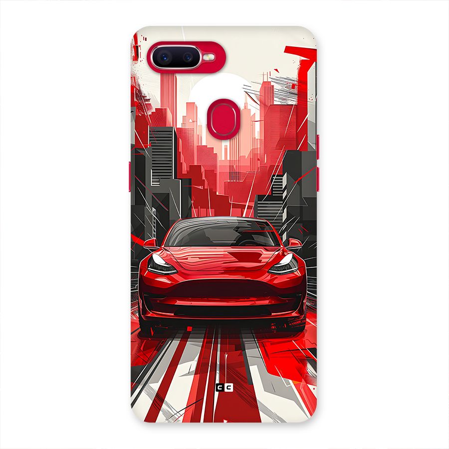 Red And Black Car Back Case for Oppo F9 Pro