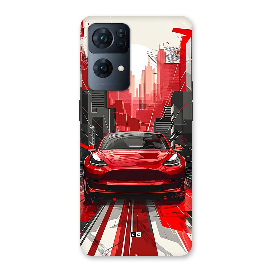 Red And Black Car Back Case for Oppo Reno7 Pro 5G