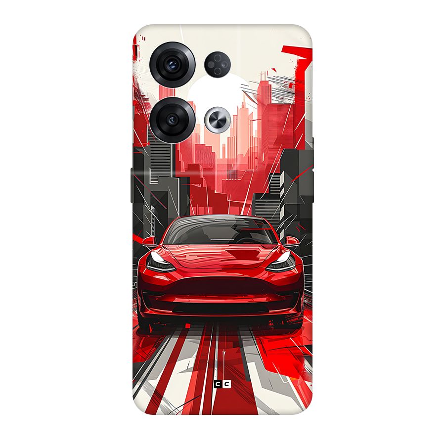 Red And Black Car Back Case for Oppo Reno8 Pro 5G
