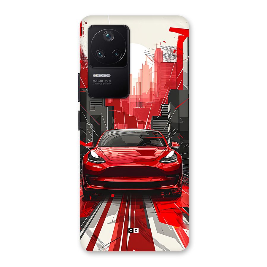 Red And Black Car Back Case for Poco F4 5G