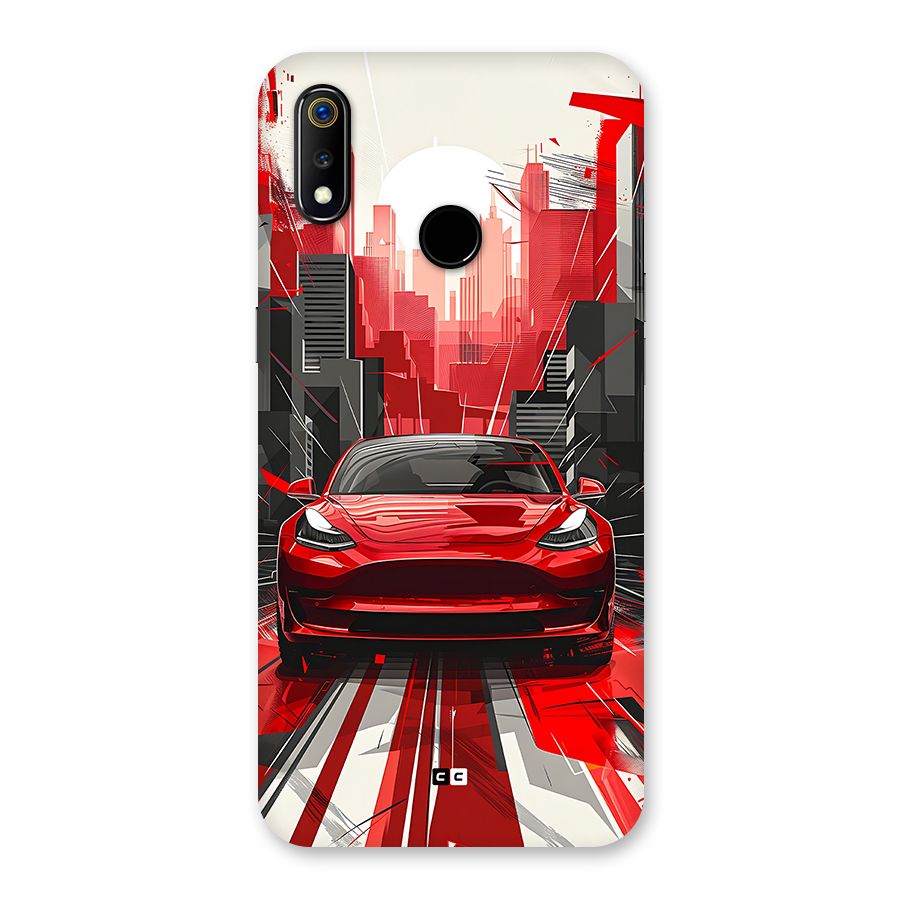 Red And Black Car Back Case for Realme 3