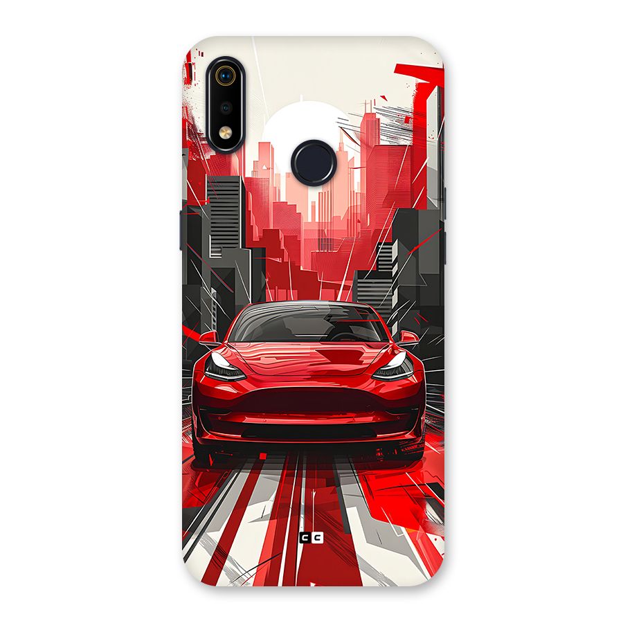Red And Black Car Back Case for Realme 3i