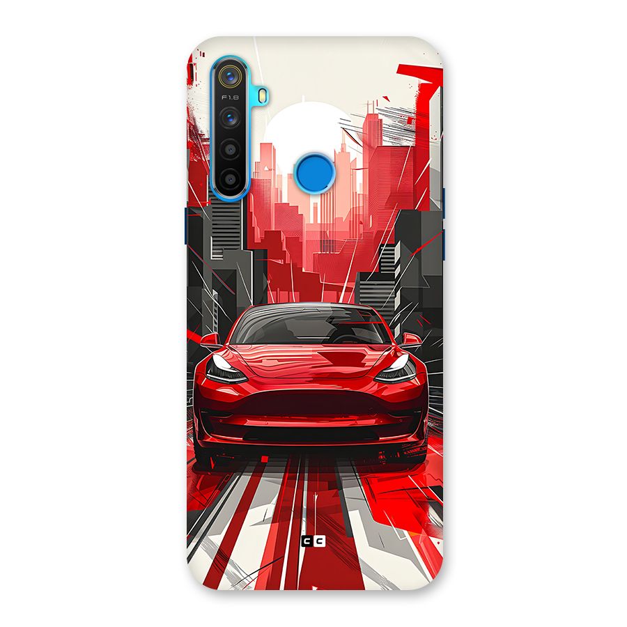 Red And Black Car Back Case for Realme 5