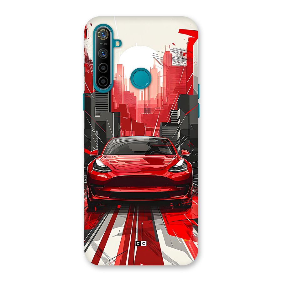 Red And Black Car Back Case for Realme 5i