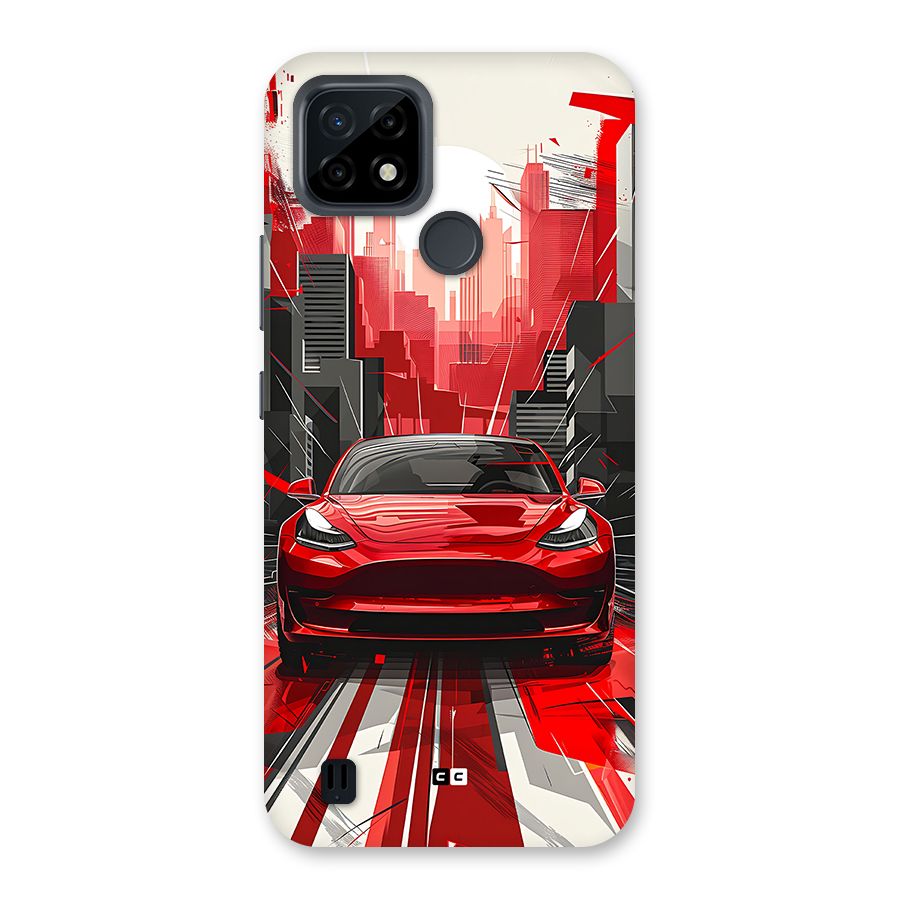 Red And Black Car Back Case for Realme C21