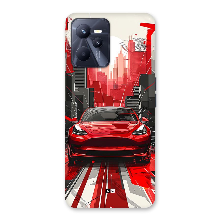 Red And Black Car Back Case for Realme C35