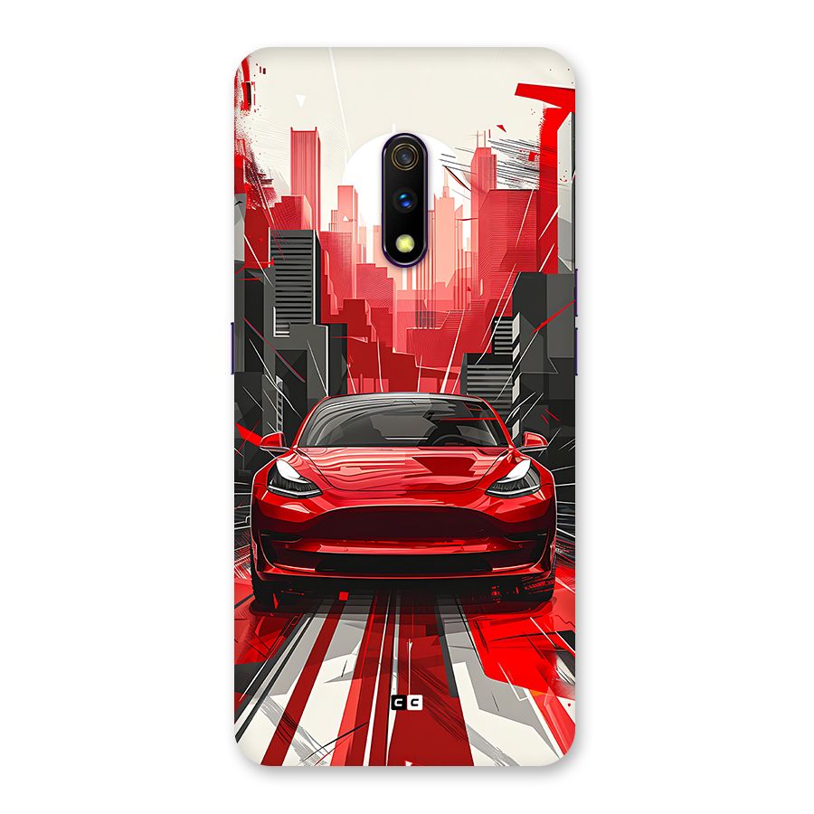 Red And Black Car Back Case for Realme X