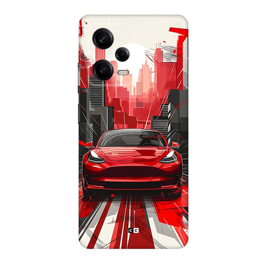 Red And Black Car Back Case for Redmi Note 12 Pro