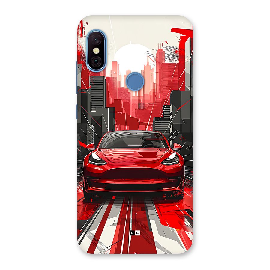Red And Black Car Back Case for Redmi Note 6 Pro
