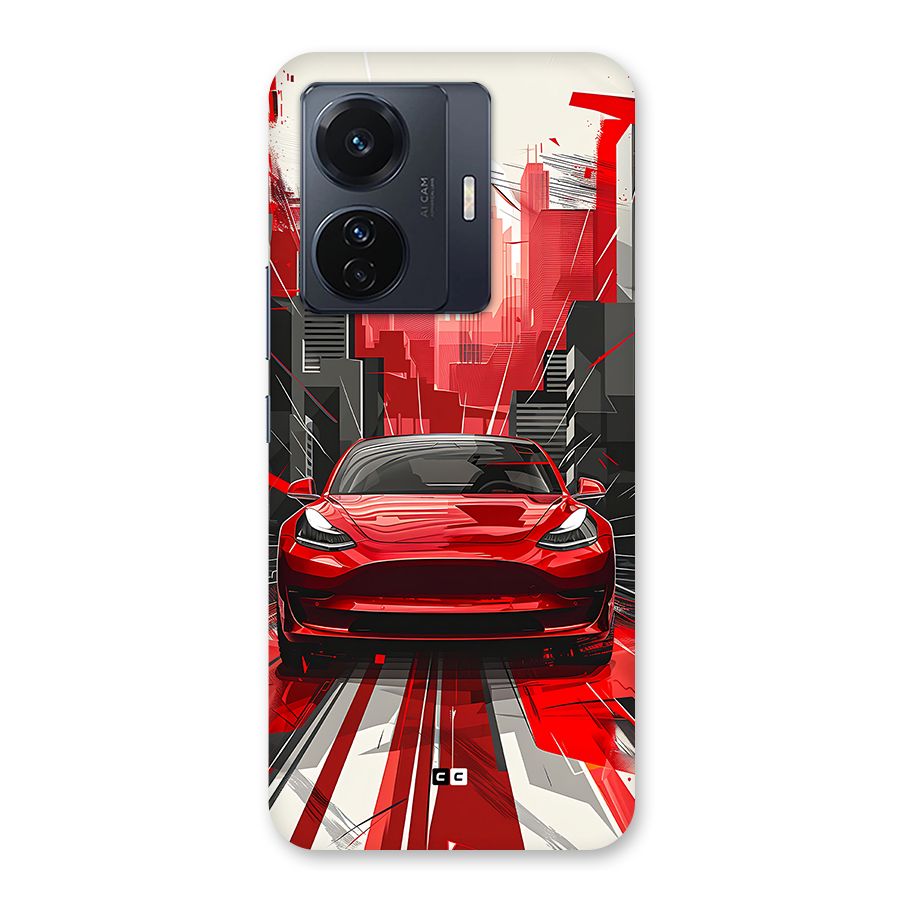 Red And Black Car Back Case for Vivo T1 Pro