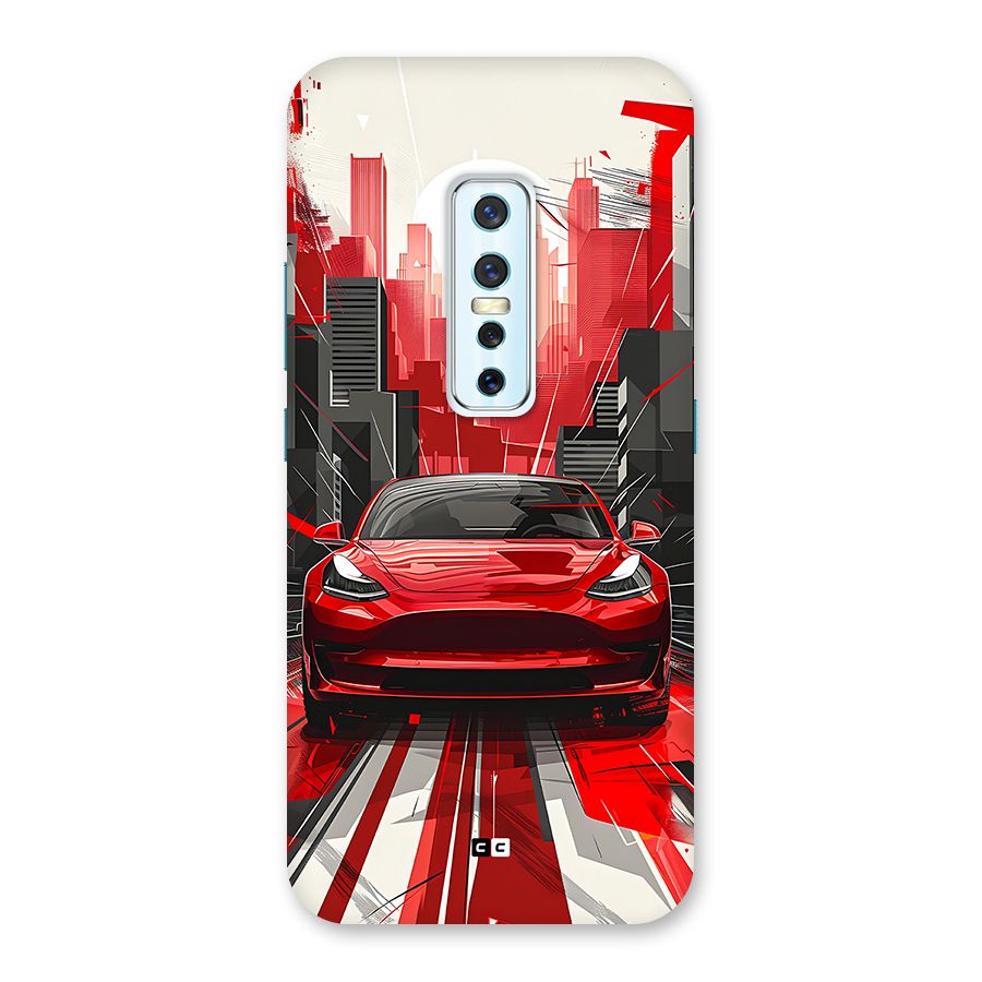 Red And Black Car Back Case for Vivo V17 Pro