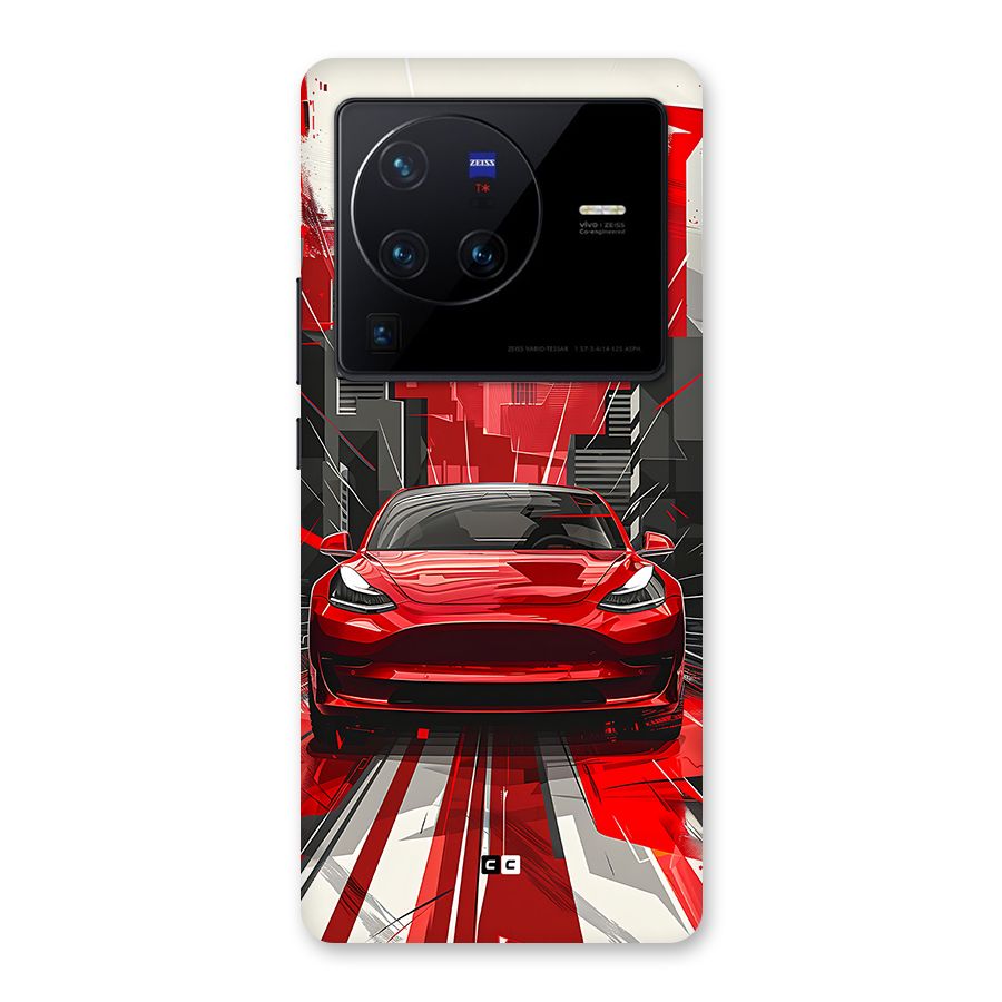Red And Black Car Back Case for Vivo X80 Pro
