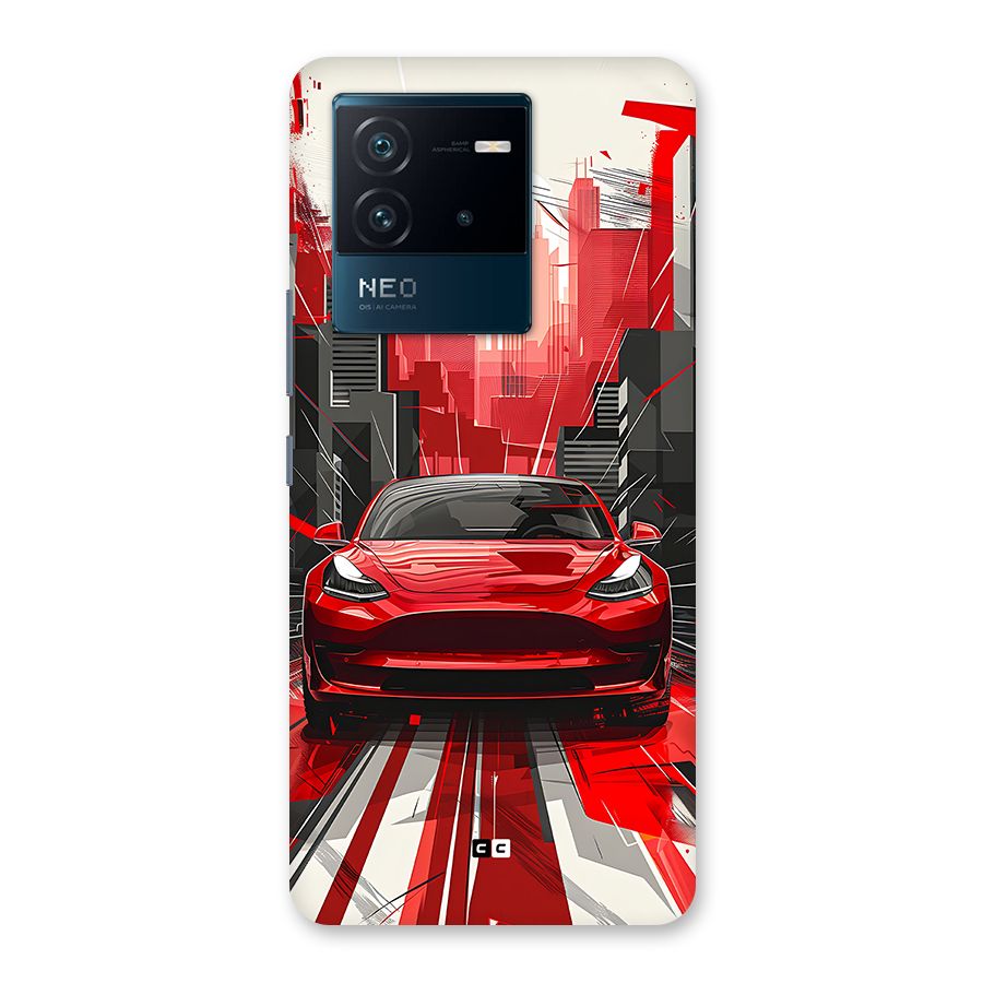 Red And Black Car Back Case for Vivo iQOO Neo 6 5G