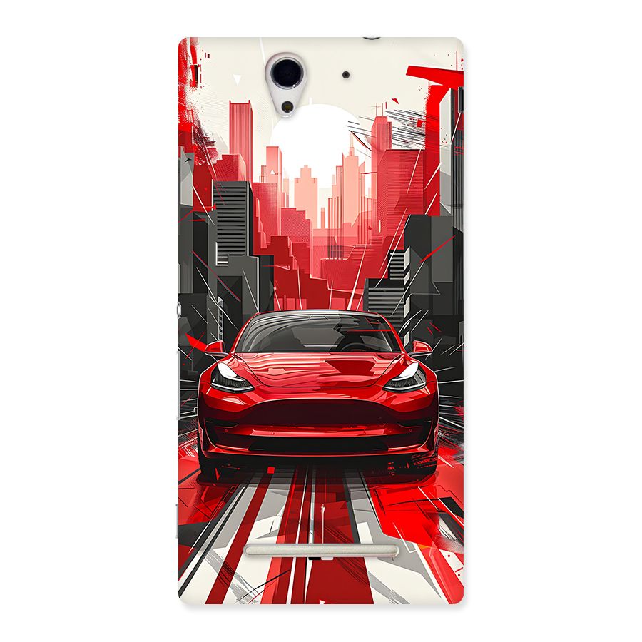 Red And Black Car Back Case for Xperia C3